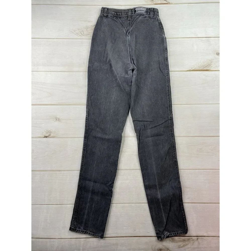 Vtg Rocky Mountain Rockies Jeans 26/3 Faded Black High Rise Button Placket 90s